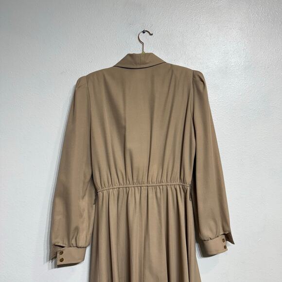Leslie Fay Tan Vintage Midi Dress Sz 12 - Picture 9 of 14
